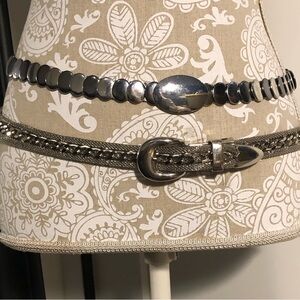 2 Silver Bling Belts - 1 Mesh & 1 Elastic Back